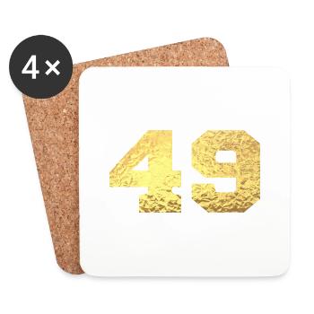 Nummer 49 Gold Glitter - 49. Jahrestag - Untersetzer (4er-Set) - Weiß - Vorne