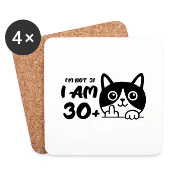 Je n’ai pas 31 ans, j’ai 30 ans plus 1 majeur Cat Flip - Dessous de verre (lot de 4) - blanc - Devant