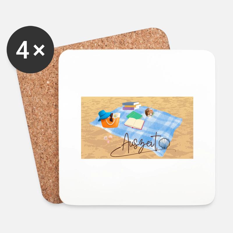 Auszeit Strandurlaub Bücher - Untersetzer (4er-Set) - Weiß