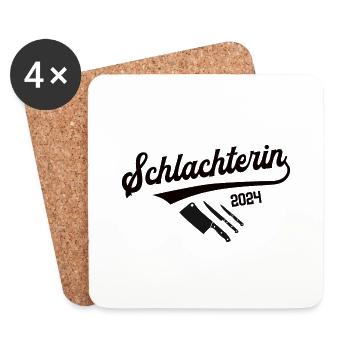Schlachterin 2024 Beruf Schlachterei Schlachter - Untersetzer (4er-Set) - Weiß - Vorne
