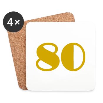 80. 80 ANS. 80e ANNIVERSAIRE. ANNIVERSAIRE 80 ANS. - Dessous de verre (lot de 4) - blanc - Devant