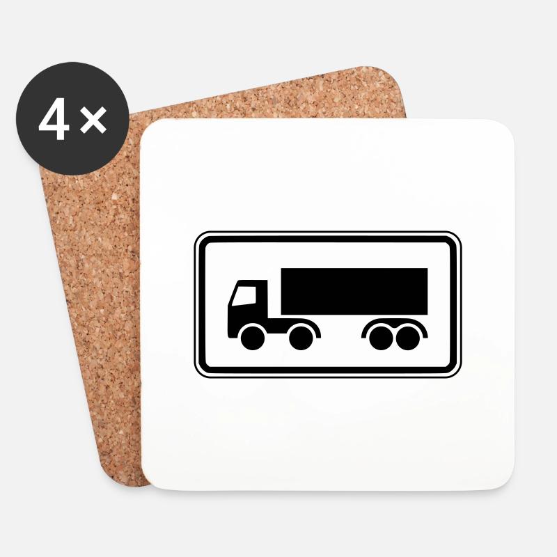 Panneau Camion Camionneur Camion impression positive - Dessous de verre (lot de 4) - blanc