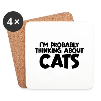 Je pense probablement aux chats - Dessous de verre (lot de 4) - blanc - Devant