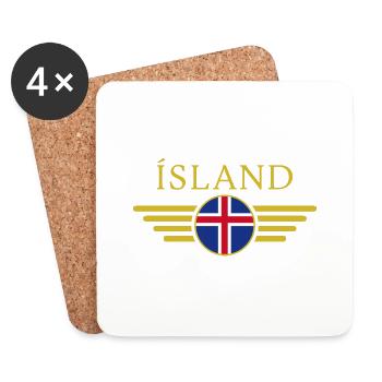 J’aime l’Islande T-shirt design de style élégance - Dessous de verre (lot de 4) - blanc - Devant