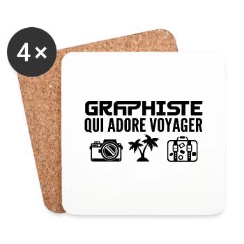 Reisende & Grafikdesigner: Leidenschaft & Entdeckung - Untersetzer (4er-Set) - Weiß - Vorne