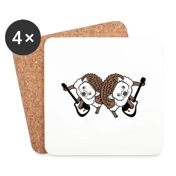 2 Hedgehog Cute Two Friends Guitar Playing Band Team - Coasters (set of 4) - white - Front