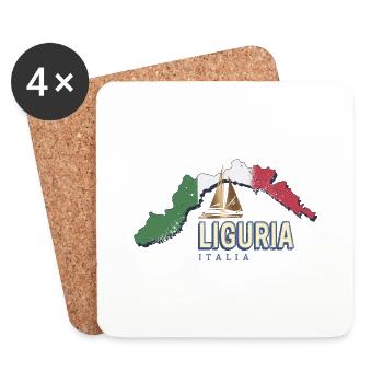 Liguria Italy Retro Region Map Vintage Souvenir - Coasters (set of 4) - white - Front