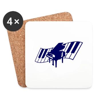 Piano Touches Instrument Jouant de la musique classique - Dessous de verre (lot de 4) - blanc - Devant