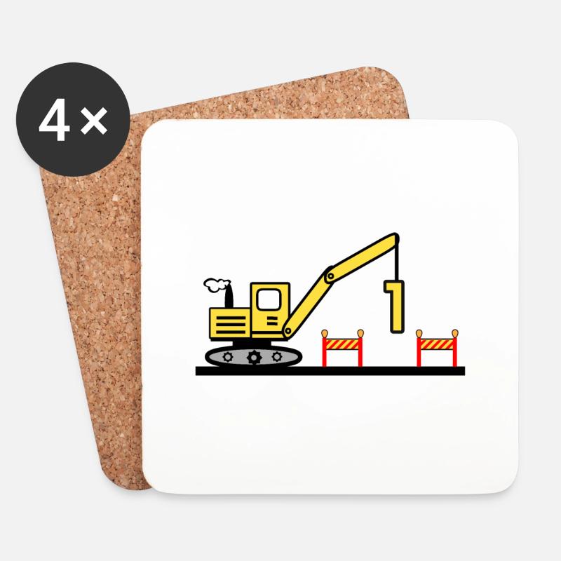 Bagger - Untersetzer (4er-Set) - Weiß