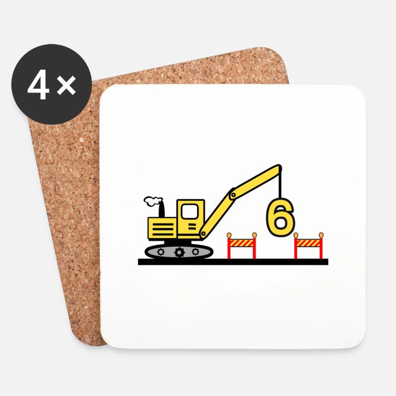 Bagger - Untersetzer (4er-Set) - Weiß
