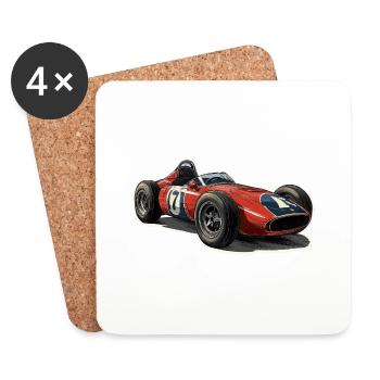 Vintage Racing Car - Coasters (set of 4) - white - Front