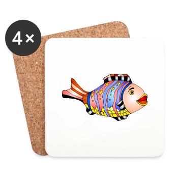 Poisson - Dessous de verre (lot de 4) - blanc - Devant