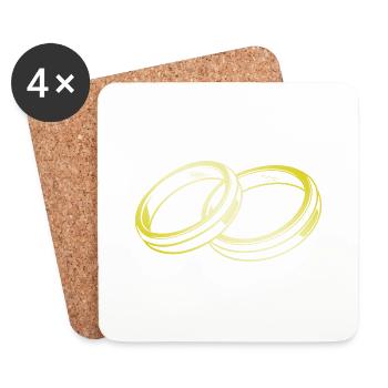 Alliances Silhouette Or Mariage - Dessous de verre (lot de 4) - blanc - Devant