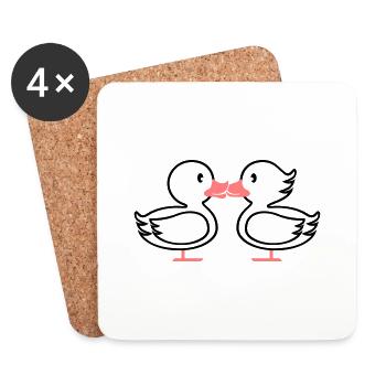 Enten Kuss Linie - Untersetzer (4er-Set) - Weiß - Vorne