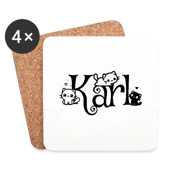 Karl Nom Prénom Nom du chaton - Dessous de verre (lot de 4) - blanc - Devant