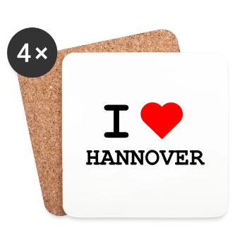 Ich liebe Hannover / I love Hannover - Untersetzer (4er-Set) - Weiß - Vorne