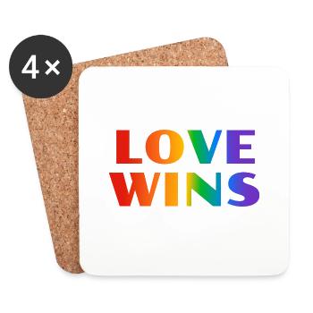 Liebe gewinnt LGBT Regenbogen Text - Untersetzer (4er-Set) - Weiß - Vorne