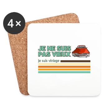 Ich bin nicht alt, ich bin Vintage - Opa Geschenk - Untersetzer (4er-Set) - Weiß - Vorne