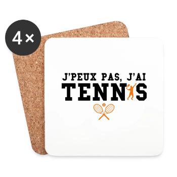 Joueur de tennis - Dessous de verre (lot de 4) - blanc - Devant