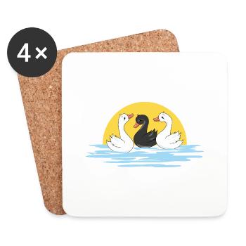 Drei süße schwimmende Babyschwäne - Untersetzer (4er-Set) - Weiß - Vorne
