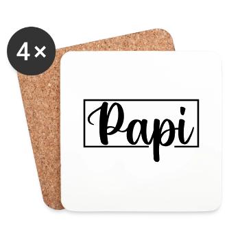 Papa Papa Père Fille Fils Fête des Pères Chemise Homme - Dessous de verre (lot de 4) - blanc - Devant