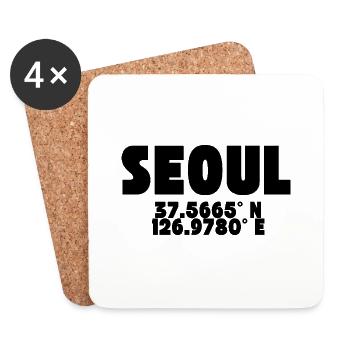 Seoul - Design mit Koordinaten - Untersetzer (4er-Set) - Weiß - Vorne