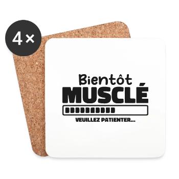 Bientôt Musclé - Veuillez Patienter - Dessous de verre (lot de 4) - blanc - Devant