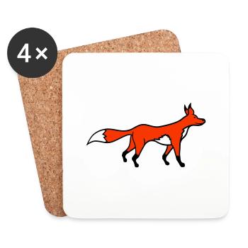 Renard roux forêt animal intelligent mignon chien sauvage - Dessous de verre (lot de 4) - blanc - Devant