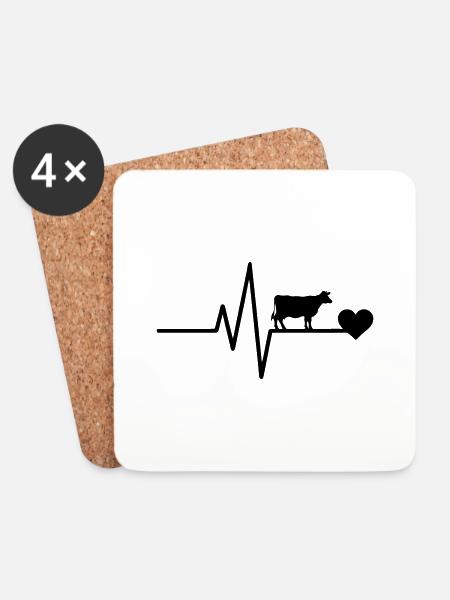 t Cow Farmer Heartbeat - Coasters (set of 4) - white