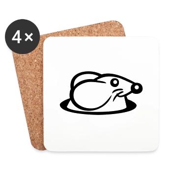 souris trou de souris trou de souris Peeps mignon drôle bande dessinée - Dessous de verre (lot de 4) - blanc - Devant