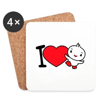 I Love Bird Heart Symbol Love Happy Cute - Coasters (set of 4) - white - Front