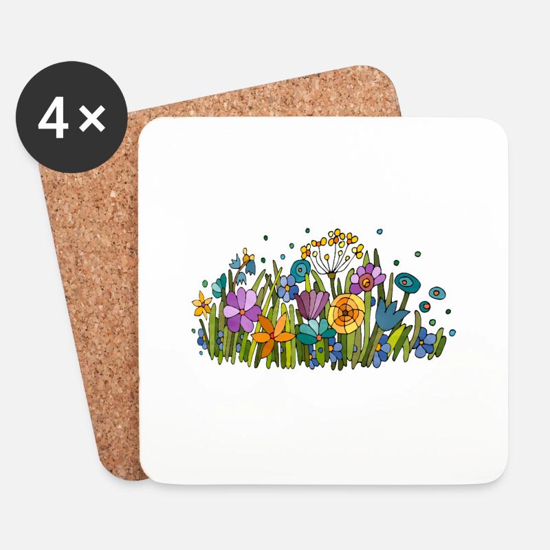 Blumen - Untersetzer (4er-Set) - Weiß