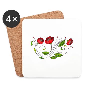 Fleur - Dessous de verre (lot de 4) - blanc - Devant