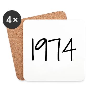 1974 Rétro Style 1974 Anniversaire 1974 Vintage - Dessous de verre (lot de 4) - blanc - Devant