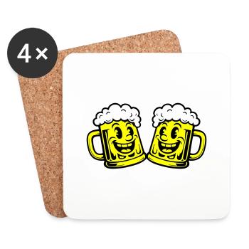 Beer Funny Beer Mug Comic - Coasters (set of 4) - white - Front