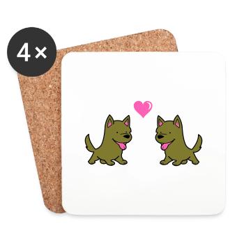 Dog Comic Love - Coasters (set of 4) - white - Front
