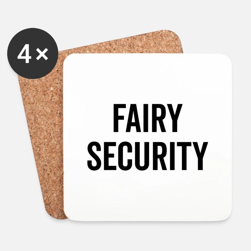 Fairy Security - Coasters (set of 4) - white