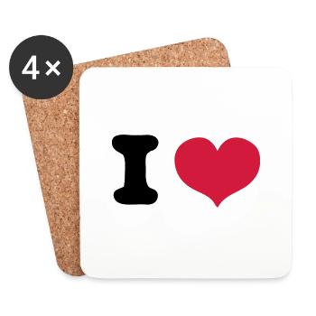 i love - Dessous de verre (lot de 4) - blanc - Devant
