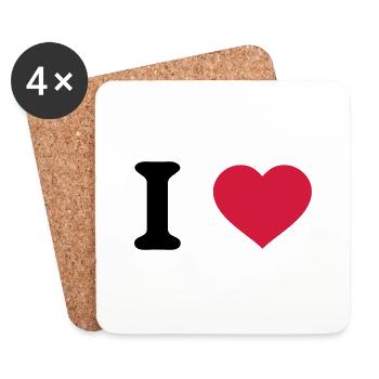 i love - Dessous de verre (lot de 4) - blanc - Devant