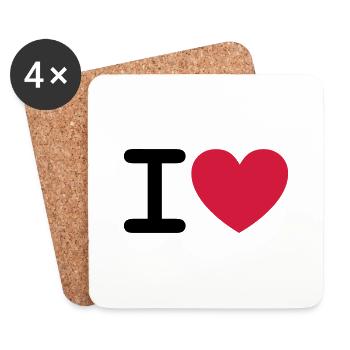 I *heart* - Untersetzer (4er-Set) - Weiß - Vorne