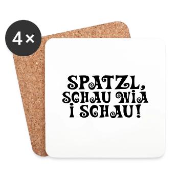 Spatzl Schau! - Untersetzer (4er-Set) - Weiß - Vorne