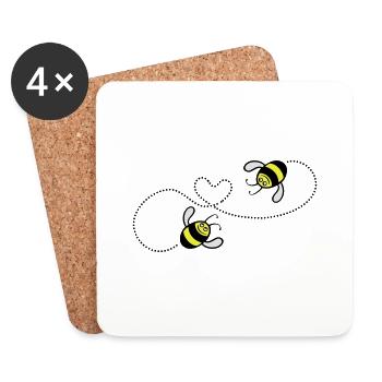 2 Bienchen in love - Untersetzer (4er-Set) - Weiß - Vorne