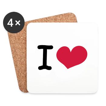 i love - Dessous de verre (lot de 4) - blanc - Devant
