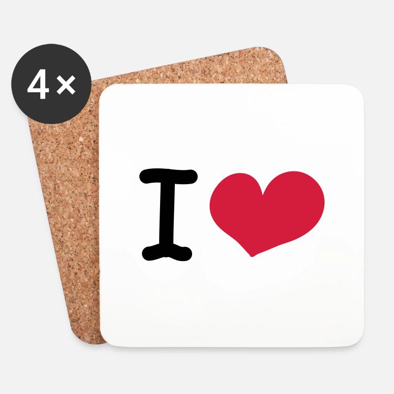 i love - Untersetzer (4er-Set) - Weiß