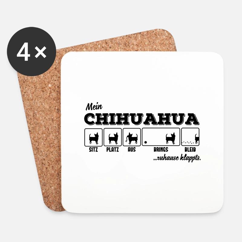 Mein Chihuahua - zuhause klappts - Untersetzer (4er-Set) - Weiß