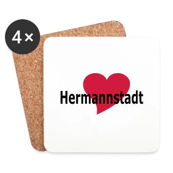 Herz Hermannstadt - Sibiu - Nagyszeben - - Untersetzer (4er-Set) - Weiß - Vorne