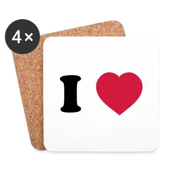 I Love (à personnaliser) - Dessous de verre (lot de 4) - blanc - Devant