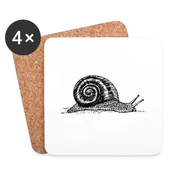Black and withe snail - Untersetzer (4er-Set) - Weiß - Vorne