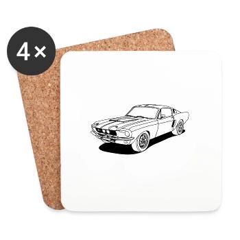 cool car outlines - Dessous de verre (lot de 4) - blanc - Devant