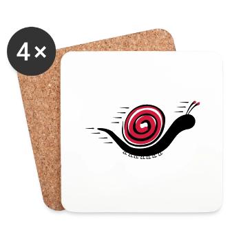 Rennende Schnecke - Untersetzer (4er-Set) - Weiß - Vorne